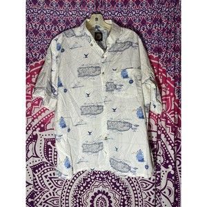 Clave Button Up Shirt Fishing Atlantic Ocean Large